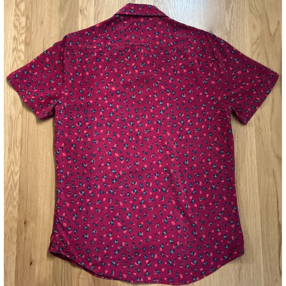 The Rail Mens Rayon Shirt Medium Burgundy Abstract Print Short Sleeve Button Up - Picture 2 of 6